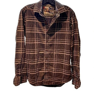 Robert Graham black/gold plaid men’s shirt size Small. Classic fit.